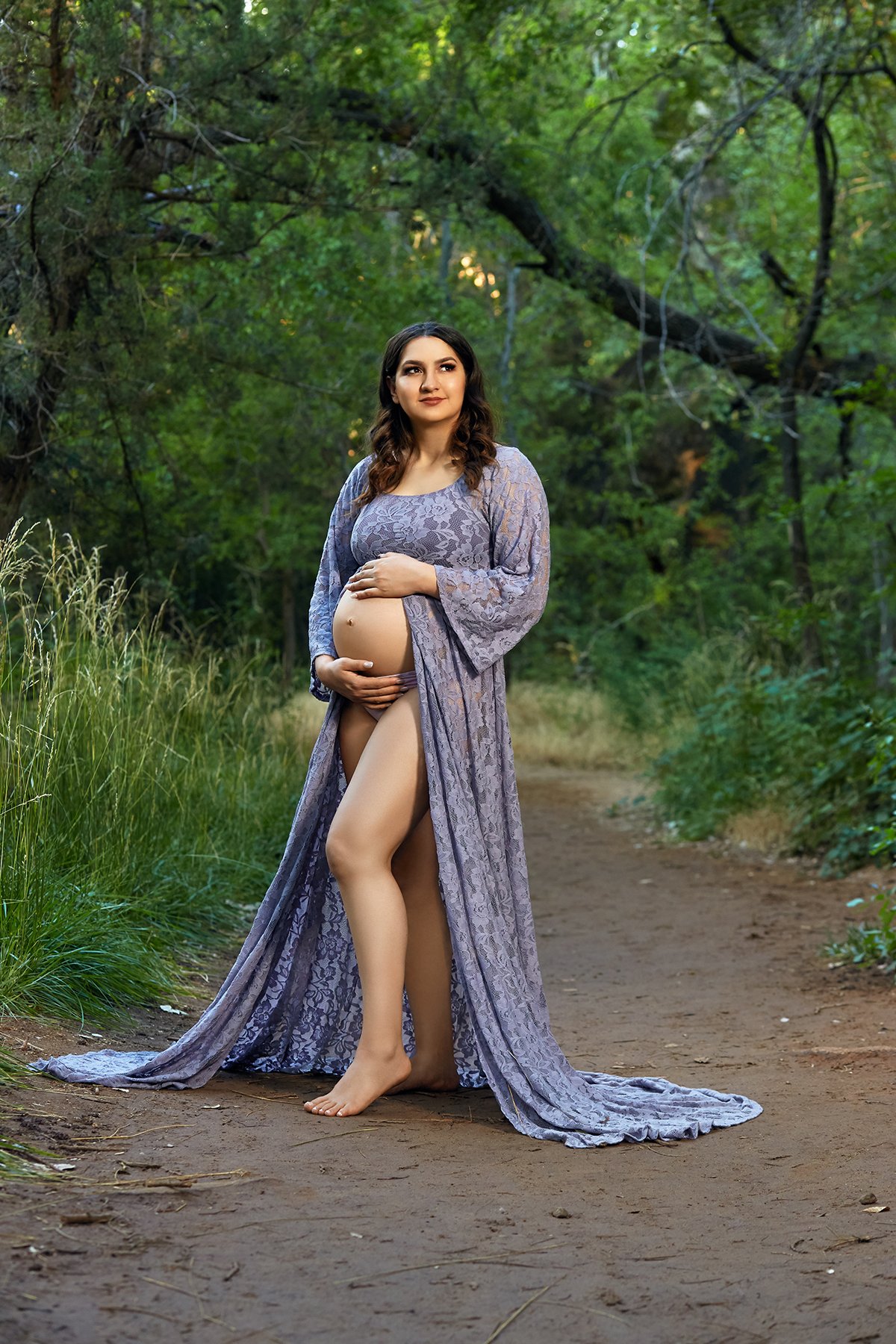 Maternity couple portrait golden hour