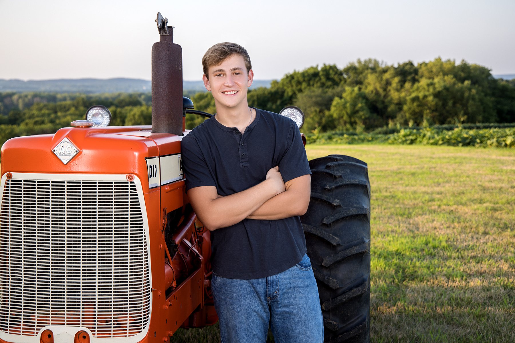 Senior with vintage biplane