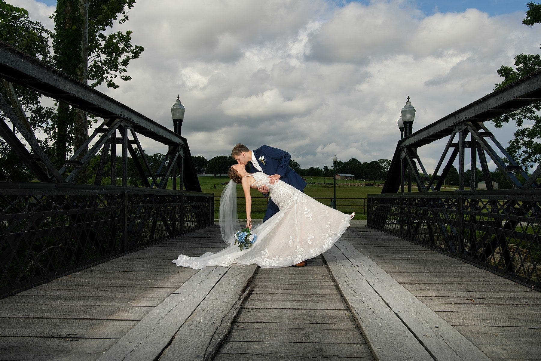 Bridal party with mountain backdrop