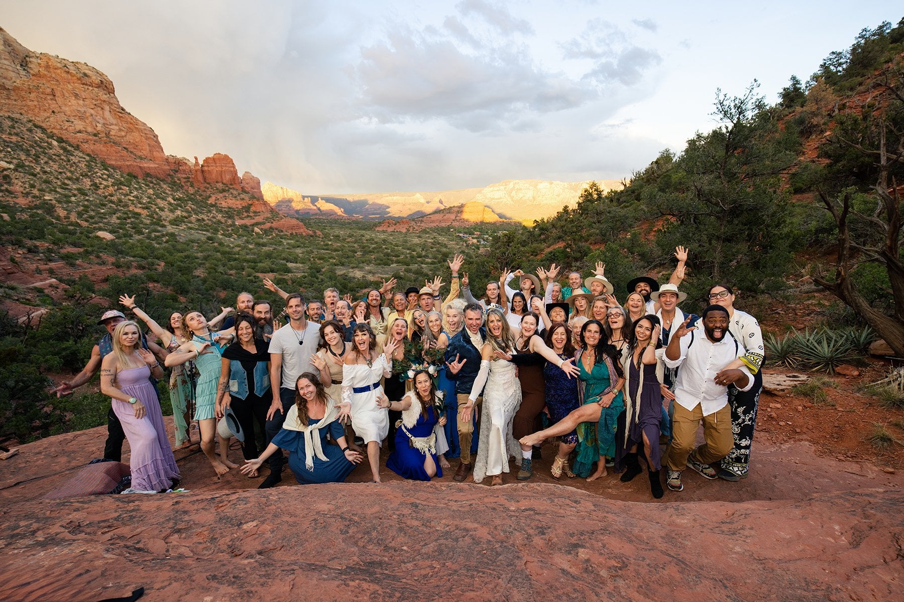 Groomsmen with mountain landscape
